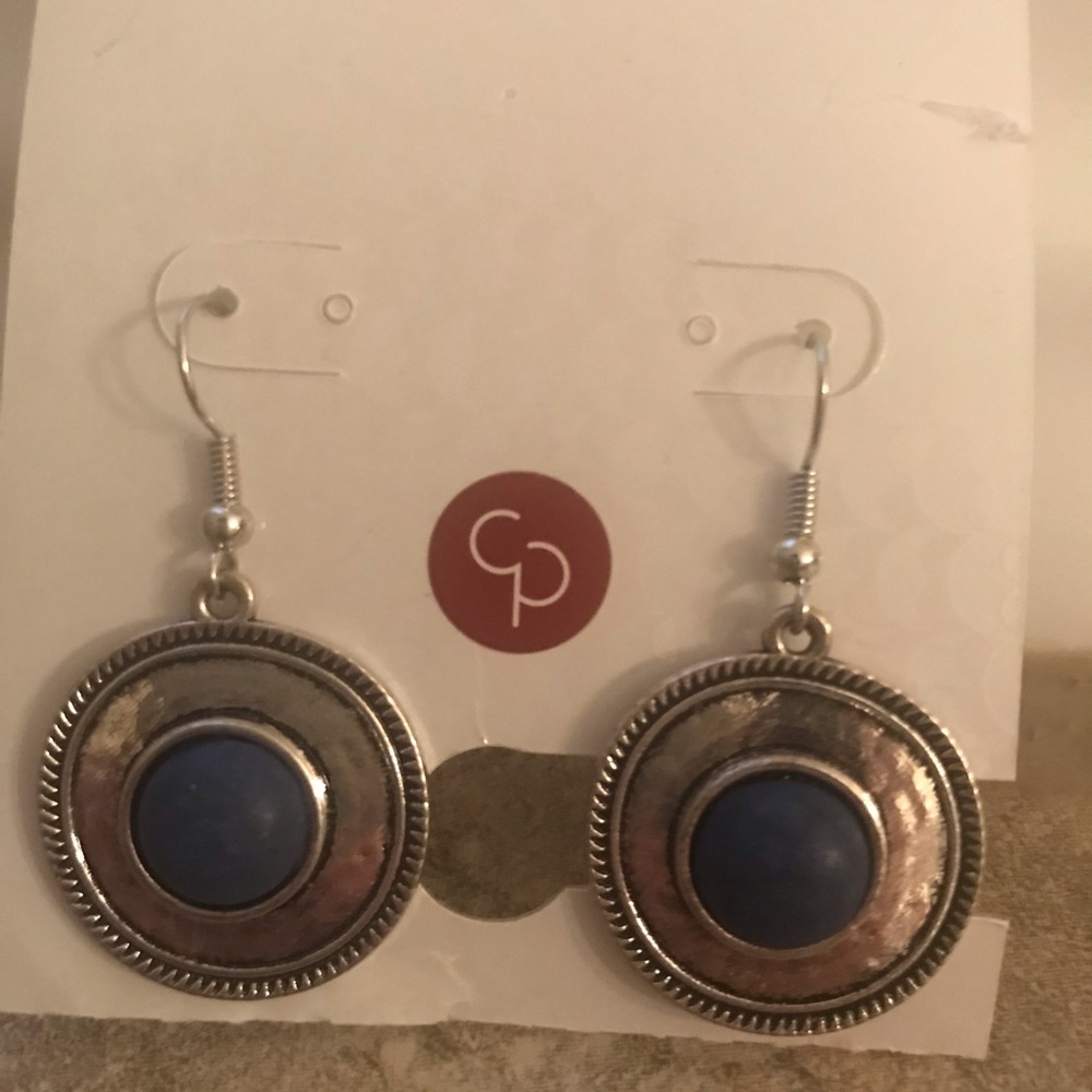 Earrings silver and blue